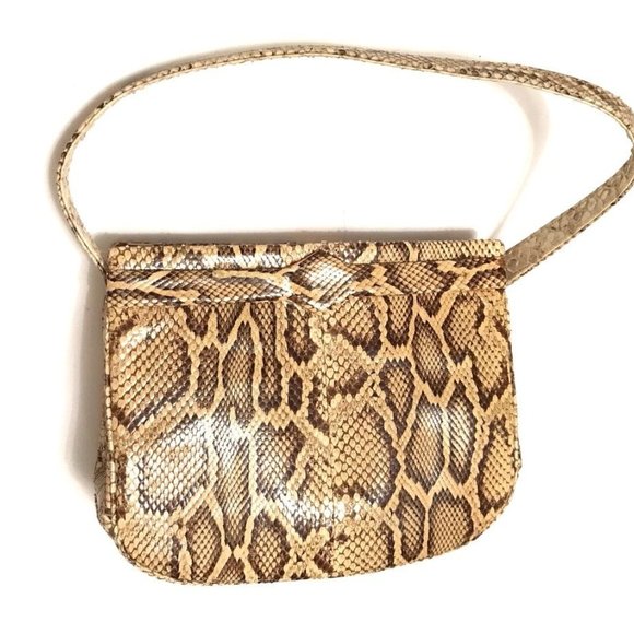 SNAKESKIN LEATHER HANDBAG-(NO LABLEL BUT I THINK ITS HELENE ARPEL) - Picture 1 of 6
